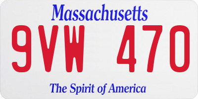 MA license plate 9VW470