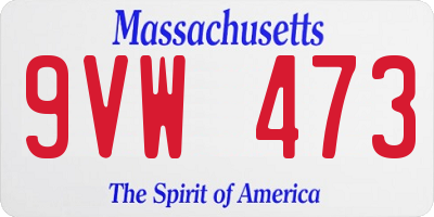 MA license plate 9VW473