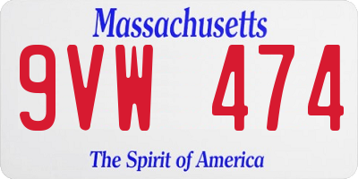 MA license plate 9VW474