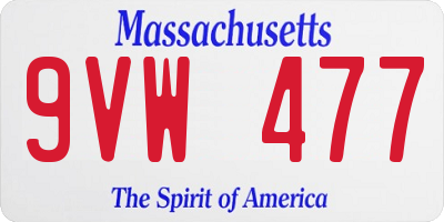 MA license plate 9VW477