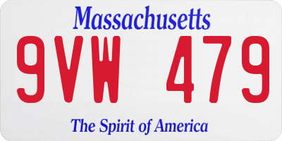 MA license plate 9VW479