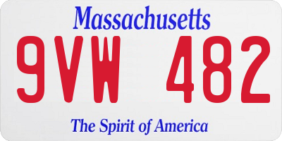 MA license plate 9VW482