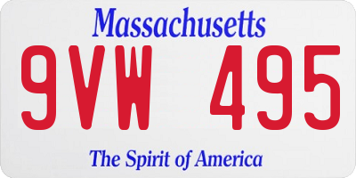 MA license plate 9VW495