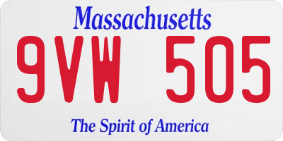 MA license plate 9VW505