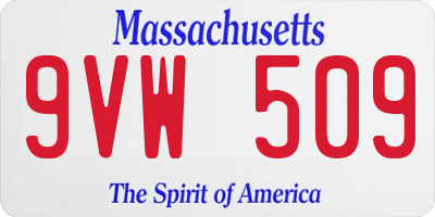 MA license plate 9VW509