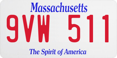 MA license plate 9VW511
