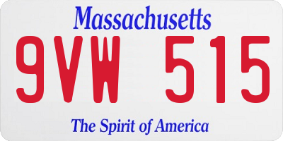 MA license plate 9VW515
