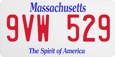 MA license plate 9VW529