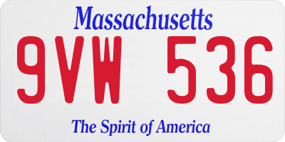 MA license plate 9VW536