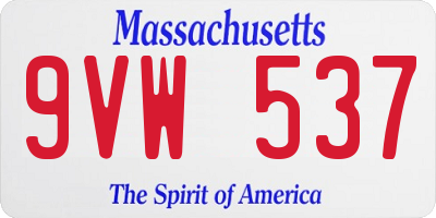 MA license plate 9VW537