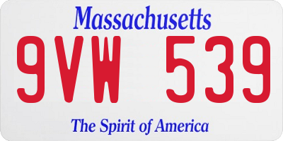 MA license plate 9VW539