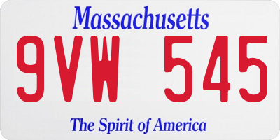 MA license plate 9VW545