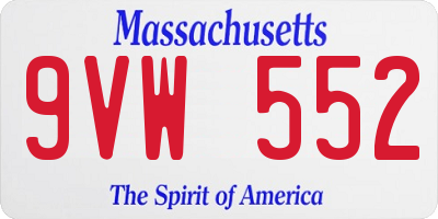 MA license plate 9VW552