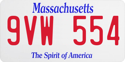 MA license plate 9VW554