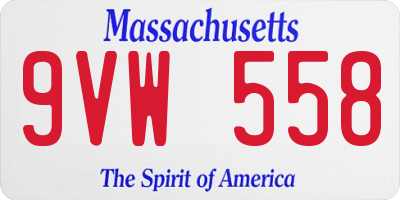 MA license plate 9VW558