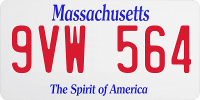MA license plate 9VW564