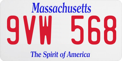 MA license plate 9VW568