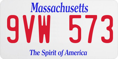 MA license plate 9VW573