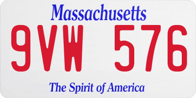 MA license plate 9VW576