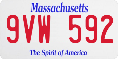 MA license plate 9VW592