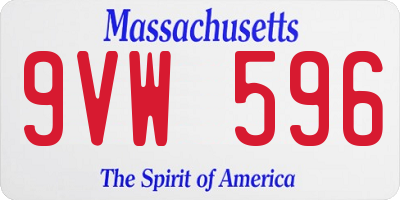 MA license plate 9VW596