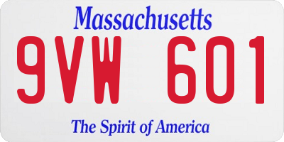 MA license plate 9VW601