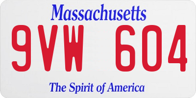 MA license plate 9VW604