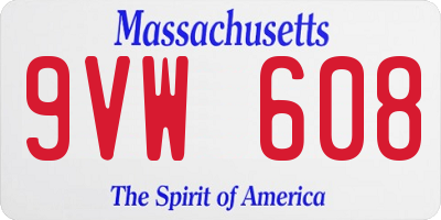 MA license plate 9VW608