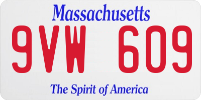 MA license plate 9VW609