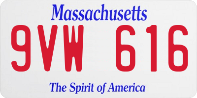 MA license plate 9VW616