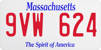 MA license plate 9VW624
