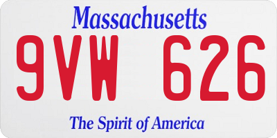 MA license plate 9VW626