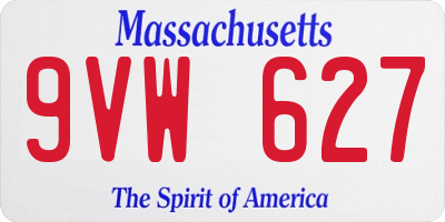 MA license plate 9VW627