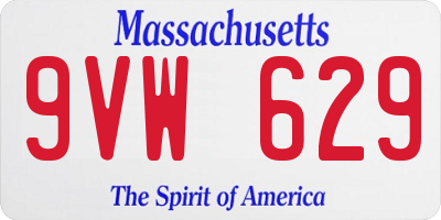 MA license plate 9VW629
