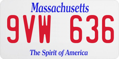 MA license plate 9VW636