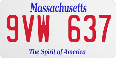 MA license plate 9VW637