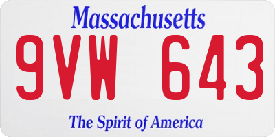 MA license plate 9VW643