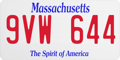 MA license plate 9VW644