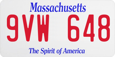 MA license plate 9VW648