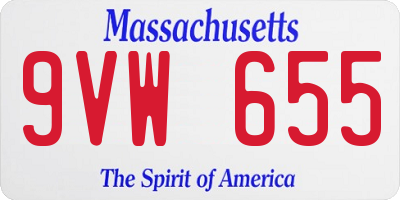 MA license plate 9VW655