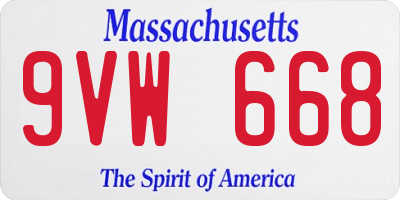 MA license plate 9VW668