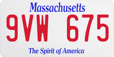MA license plate 9VW675