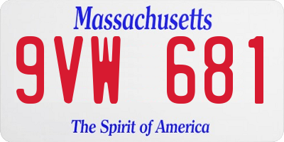 MA license plate 9VW681