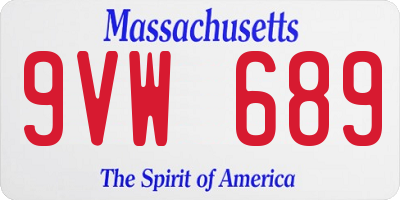 MA license plate 9VW689