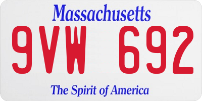 MA license plate 9VW692