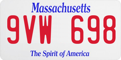 MA license plate 9VW698