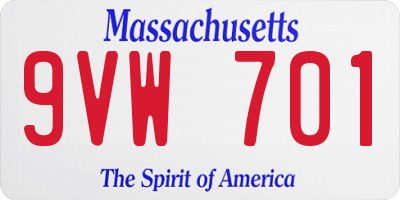 MA license plate 9VW701