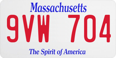 MA license plate 9VW704