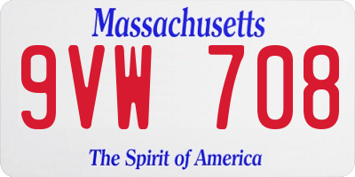 MA license plate 9VW708