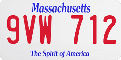 MA license plate 9VW712